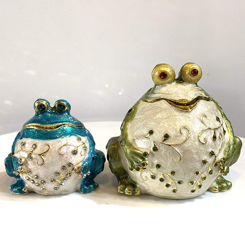 [Australia] - YUFENG Frog Figurines Trinket Box Hand-Pinted Keepsake Box Ring Jewelry Storage Holder Figurine Collectible 