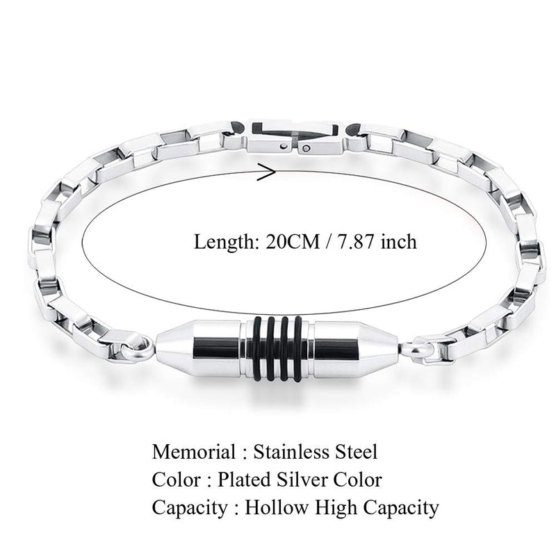 [Australia] - Imrsanl Stainless Steel Cremation Bracelet for Ashes - Cylinder Urn Bangles for Human Ashes - Memorial Ashes Keepsake Jewelry for Men Women Silver-20cm 