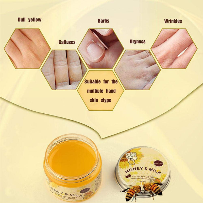 [Australia] - Exfoliating Hand Wax, 50g Honey & Milk Moisturizing Whitening Nourish Hand Care Mask Peel Off Hand Wax, Hand Mask 