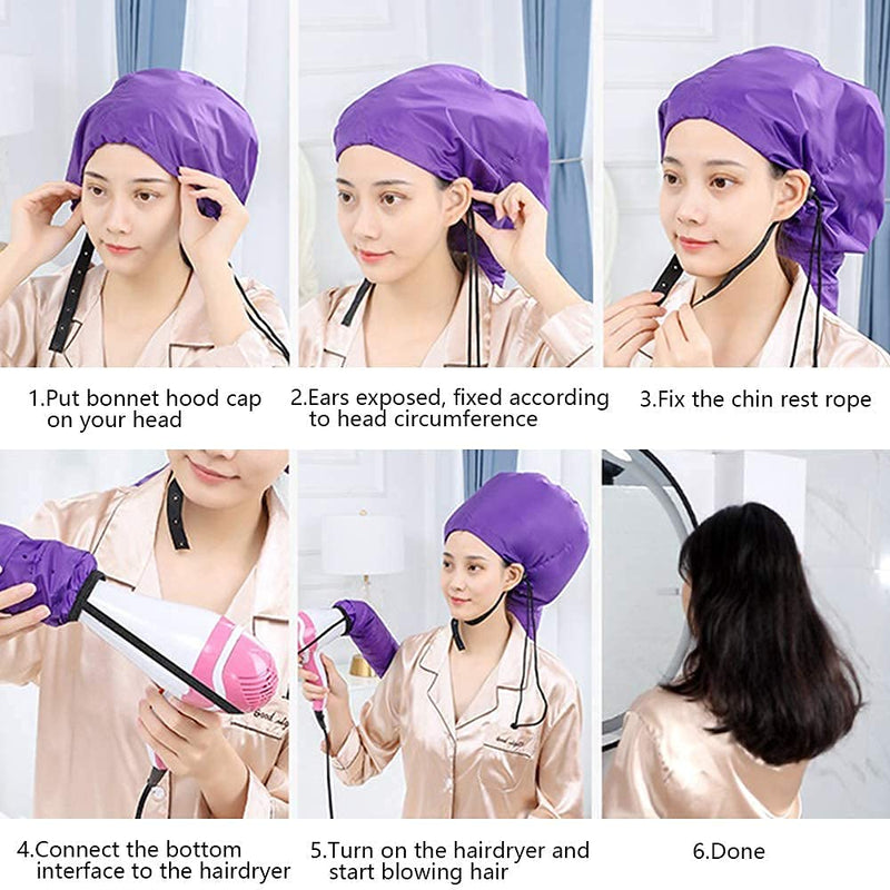 [Australia] - (3 in 1) 42pcs Foam Flexible Curling Rods Hair Curler Rollers + Hair Dryer Hood Bonnet Attachment Cap + 4pcs Hair Clips, No Heat Magic Hair Rollers for Long Medium Short Hair (Purple) Purple 