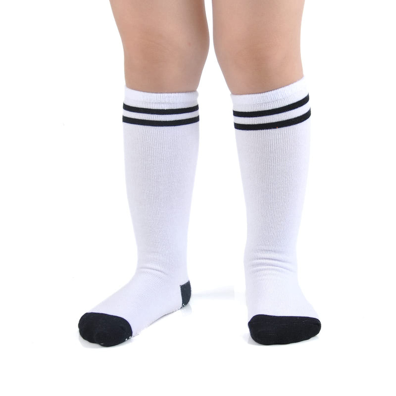 [Australia] - EPEIUS Knee High Socks with Non-Slip Grip Toddller Athletic Stripe Team Tube Socks Kids Boys Girls 5-Pack Athletic Stripes Boys 5 Pairs 1-3T 