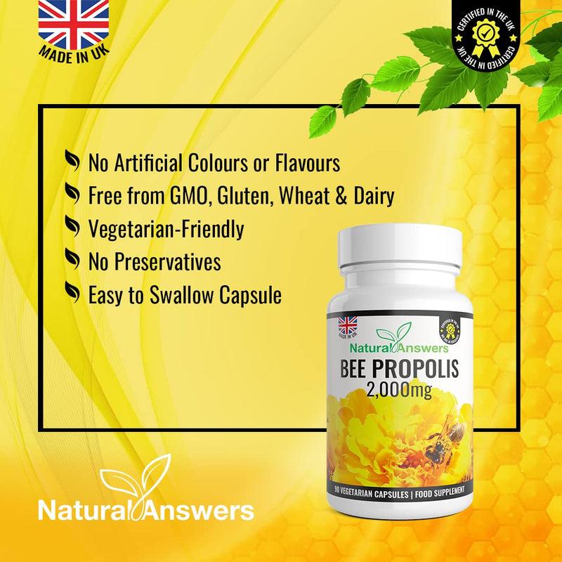 [Australia] - 90 Capsules Pure Bee Propolis 2000mg - 1000mg Per Capsule, 2000mg per Serving, 100% Suitable for Vegetarians 