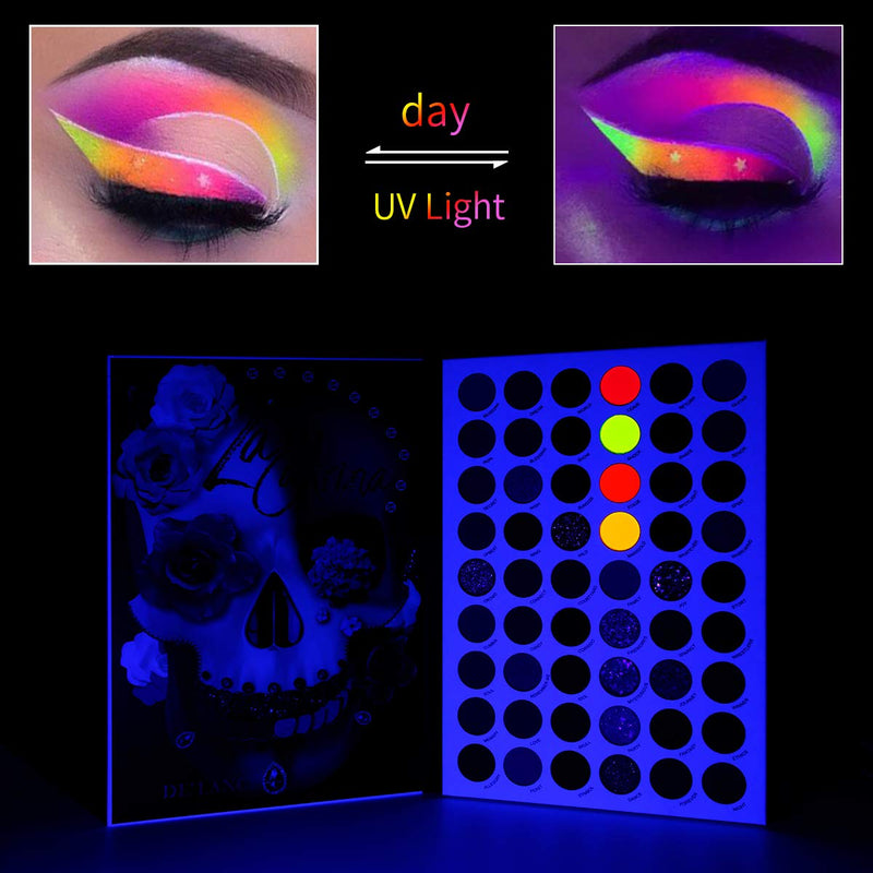 [Australia] - DE'LANCI Big Colorful Eyeshadow Palette Professional 54 Color Board Eye Shadow Bright Neon Glitter Matte Shimmer Makeup Pallet Highly Pigmented Powder Eye Shadow 