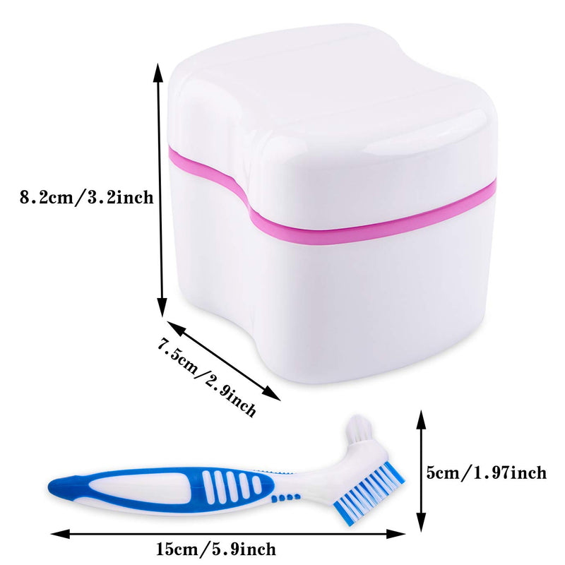 [Australia] - 2 Denture Bath Case and 2 Denture Cleaner Brushes Retainer Denture Box, Tophoniex Dentures Container with Basket Denture Holder for Travel Retainer Cleaning 