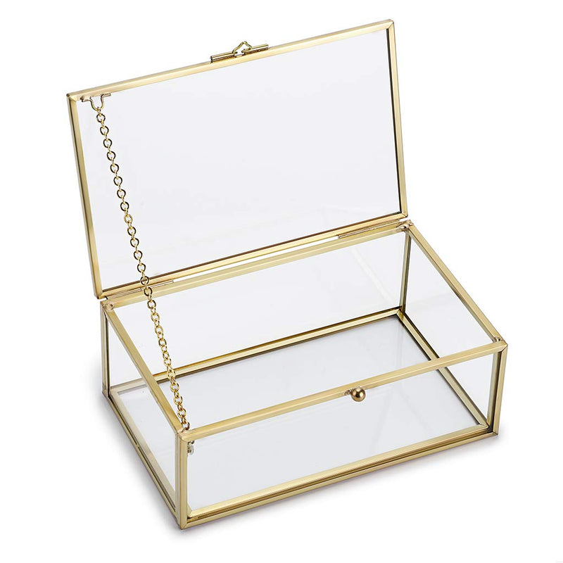 [Australia] - Hipiwe Vintage Glass Keepsake Box, Rectangle Jewelry Display Organizer Box Vanity Lidded Box Home Decor Accent Decorative Box for Storage Trinket Rings Bracelet Small 