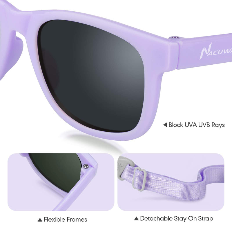 [Australia] - Nacuwa Baby Sunglasses - 100% UV Proof Sunglasses for Baby, Toddler, Kids - Ages 0-2 Years - Case and Pouch included Purple 