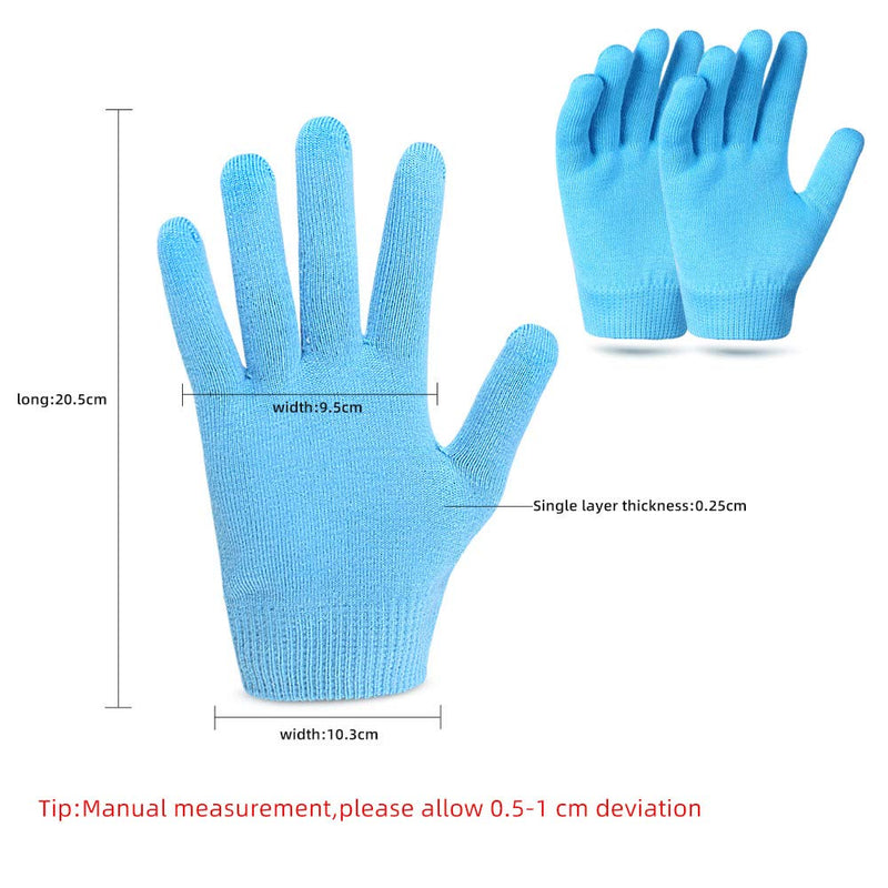 [Australia] - Moisturizing Gloves, Soft Gel Spa Glovers for Repairing and Softening Dry Cracked Hand Skins (Blue) Blue 