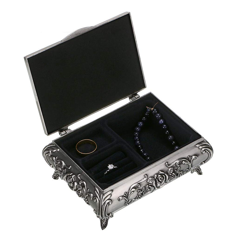 [Australia] - Hipiwe Vintage Metal Jewelry Box Small Trinket Jewelry Storage Box for Rings Earrings Necklace Treasure Chest Organizer Antique Jewelry Keepsake Gift Box Case for Girl Women (Medium) Medium 