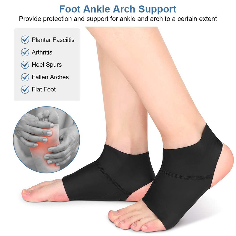 [Australia] - Arch Support Brace, Ankle Sleeve with Arch Support Ankle Protector Wrap with Gel Pads for Plantar Fasciitis, Heel Spurs, Feet Pain, Flat Arches Pain Relief, Fits Men and Women(1 Pair) 