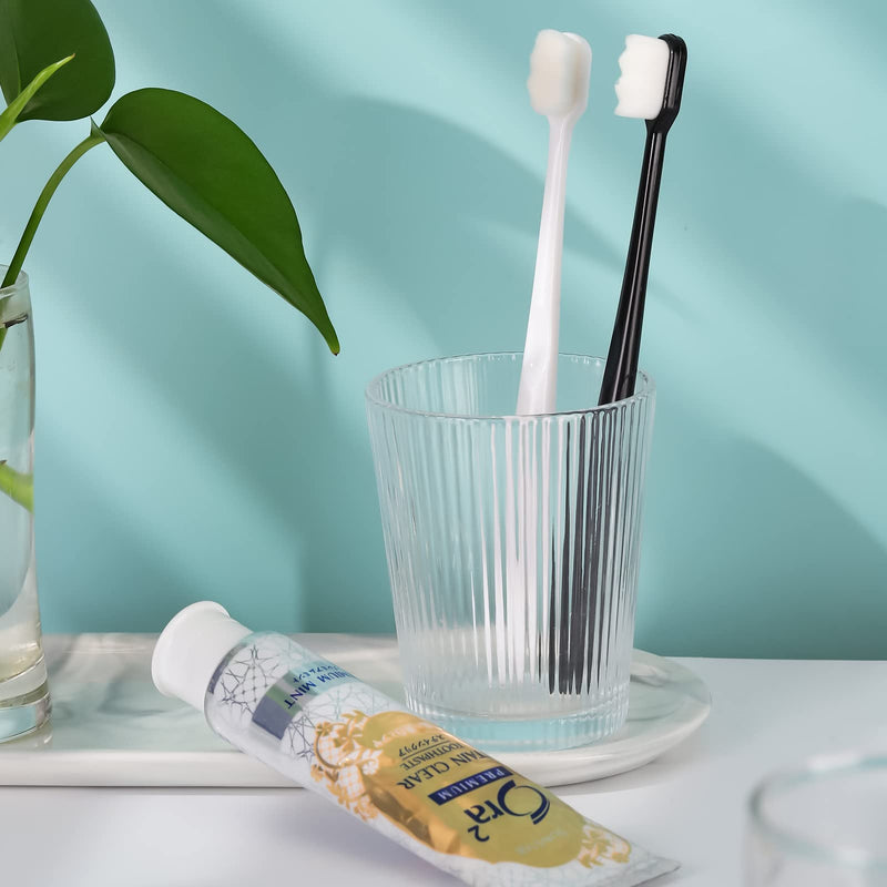[Australia] - Dacitiery 12 Pcs Extra Soft Toothbrush, Soft Micro Nano Manual Toothbrush Ultra Fine Toothbrush with 20000 Soft Floss Bristles for Sensitive Gums Adults Kids Children(Black, White) 