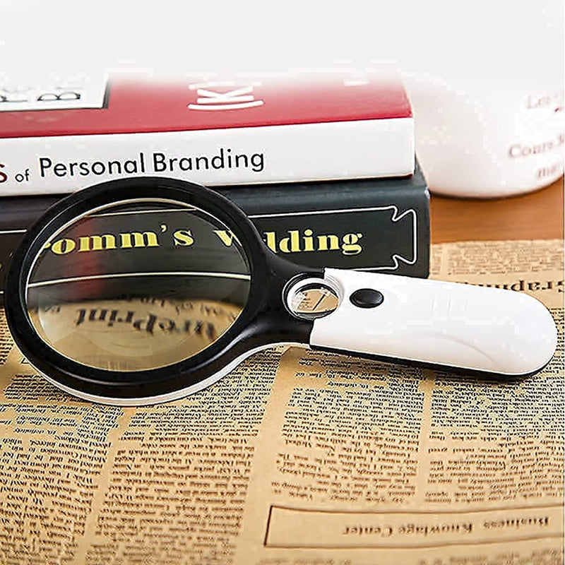 [Australia] - (2 Pcs) GOTDYA Magnifying Glass with Light,3X 45X Illuminated LED Magnifier,Handheld Lighted Magnifying Glasses for Seniors and Low Vision Easier to Reading Fine Prints, Map and Jewelry 2.95"len(3X) 