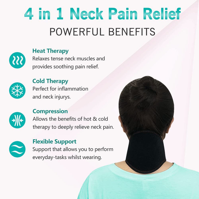 [Australia] - Neck Brace Ice Pack Cervical Collar Soft Ice Wrap Adjustable Ring Relief Neck Pain And Support Reusable Gel For Women Hot & Cold Therapy Treatment Arthritis Release Pressure (11" ~ 18.5") 
