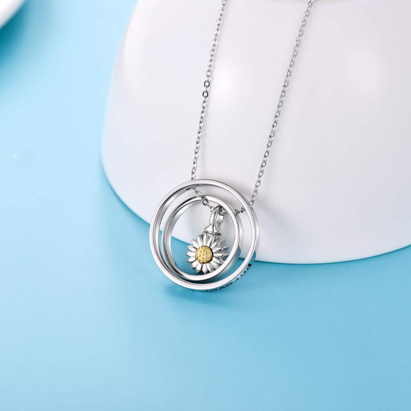[Australia] - Cremation Jewelry 925 Sterling Silver Sunflower/Rose/Paw Urn Necklace for Ashes Memorial Keepsake Gifts for Women A-Sunflower 