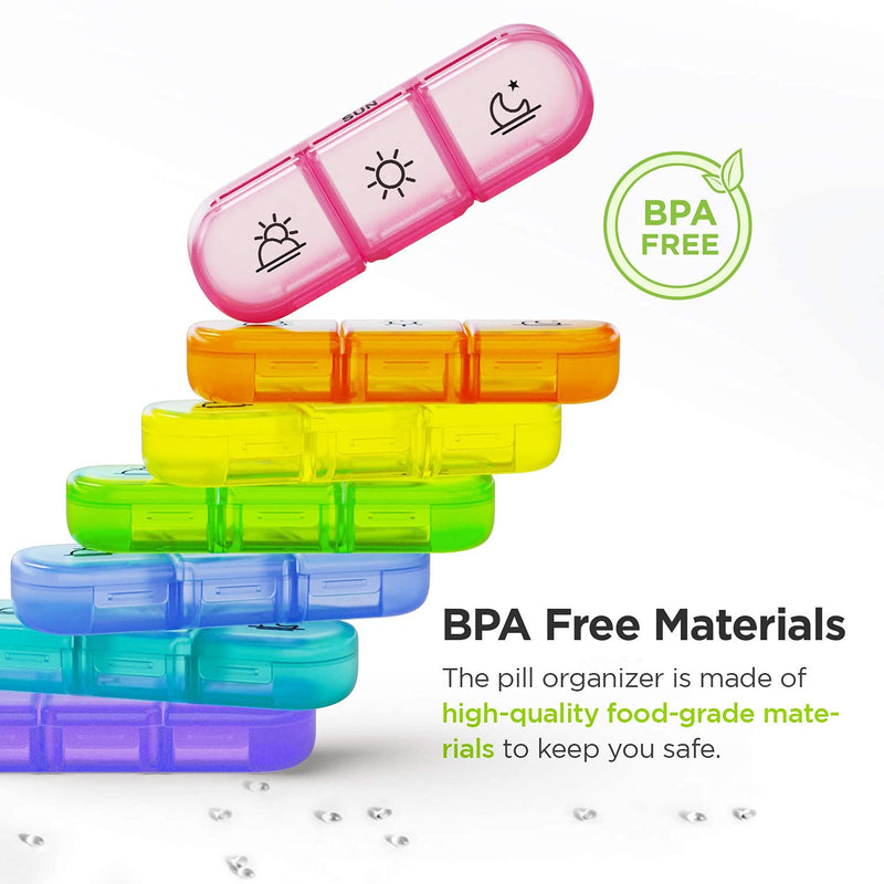 [Australia] - AUVON Weekly Pill Box Organiser 3-Times-A-Day, Portable 7 Day Tablet Boxes with Large Separate Compartments to Hold Medication, Vitamins, Fish Oil and Supplement Clear 