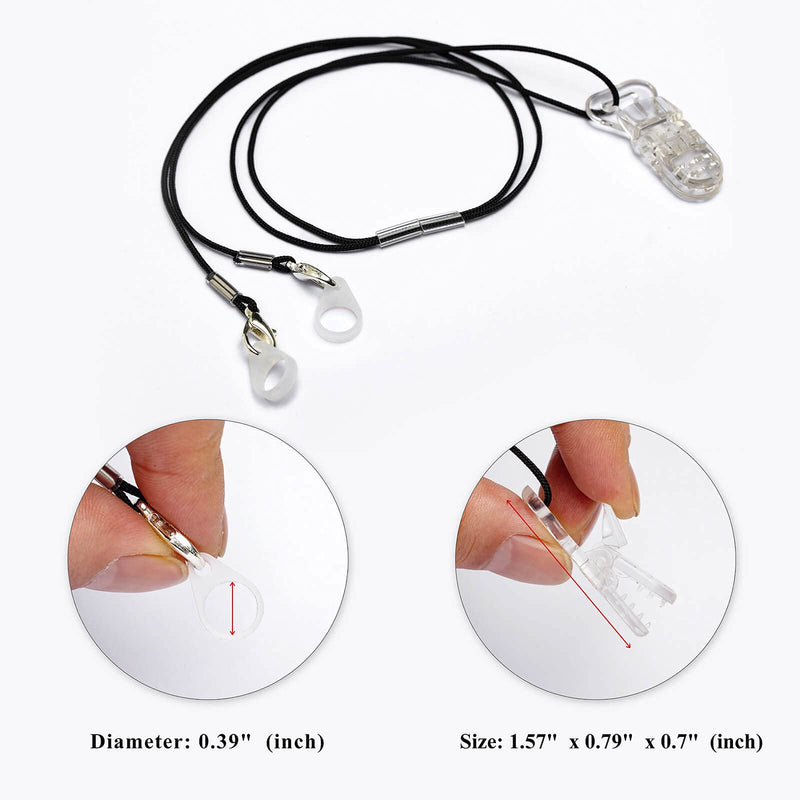 [Australia] - Hearing Aid Clip for Seniors Adults - Anti-Lost Lanyard Protector BTE Clip Holder Rope with Loops and Clip and Security Clip（Black） Black 