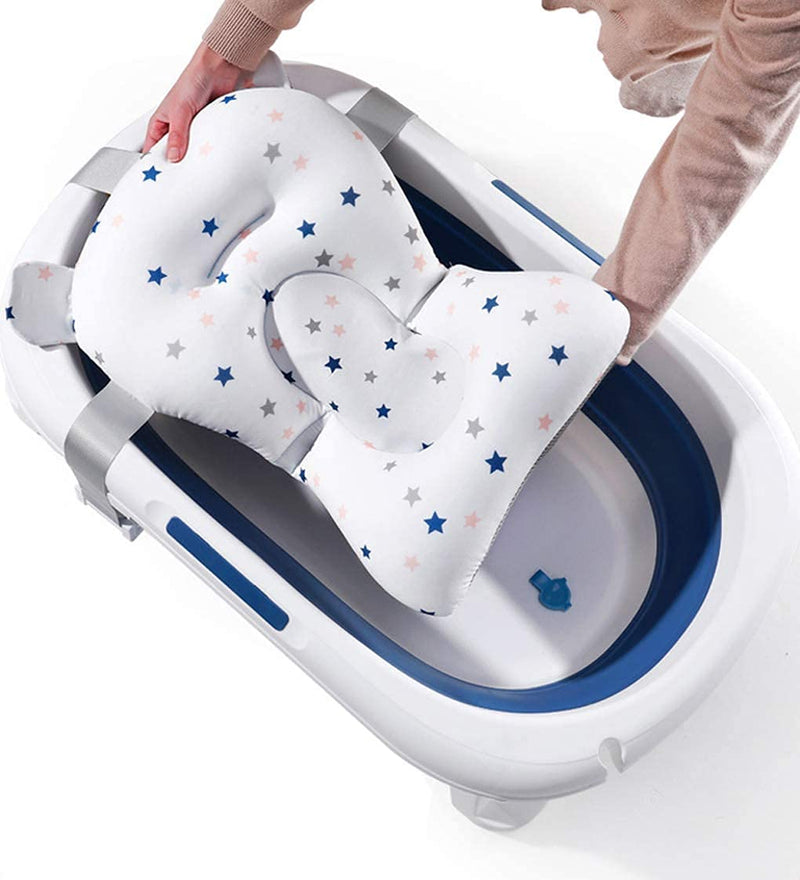 [Australia] - Baby Bath Mat Pad for Bathtub, Newborn Anti Slip Soft Floating Bathing Seat Baby Bath Pillow Infant Bathtub Support Cushion Net for Baby 0-12 M, with Stars 