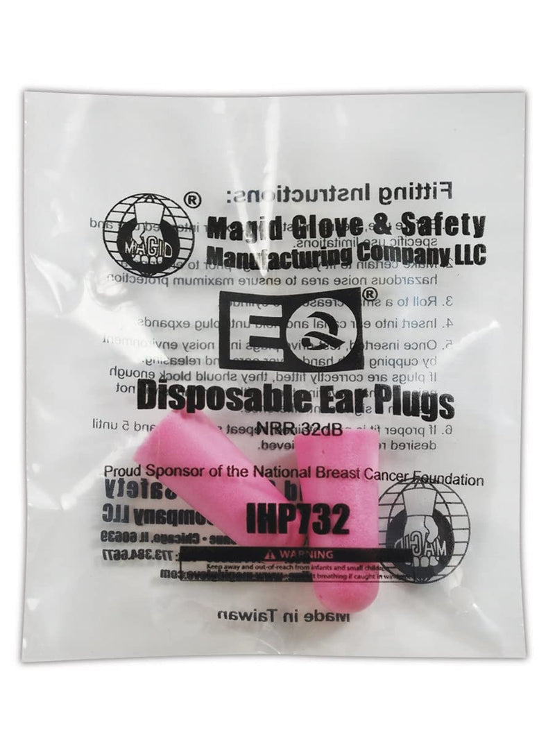 [Australia] - MAGID IHP732 Polyurethane Foam E2 Disposable Uncorded Earplug, One Size Fits All, Pink (200 per Dispenser) 