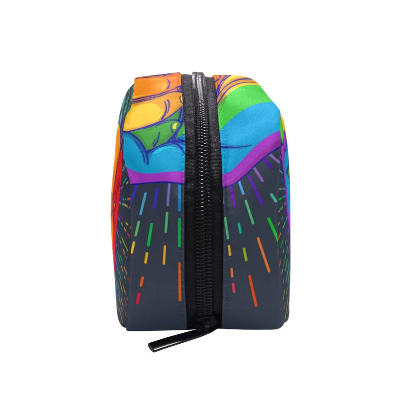 [Australia] - Rainbow Colored Hand with Fist Raised Up Gay Pride Small Makeup Bags Cute Mini Cosmetic Case Organizer Travel Accessories Toiletry Cosmetic Bag Zipper Beauty Pouch for Women Girls Teens 