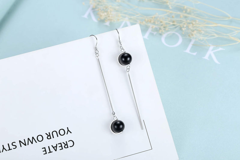 [Australia] - Sterling Silver Jewelry Sets Asymmetric Earrings with Black Onyx 