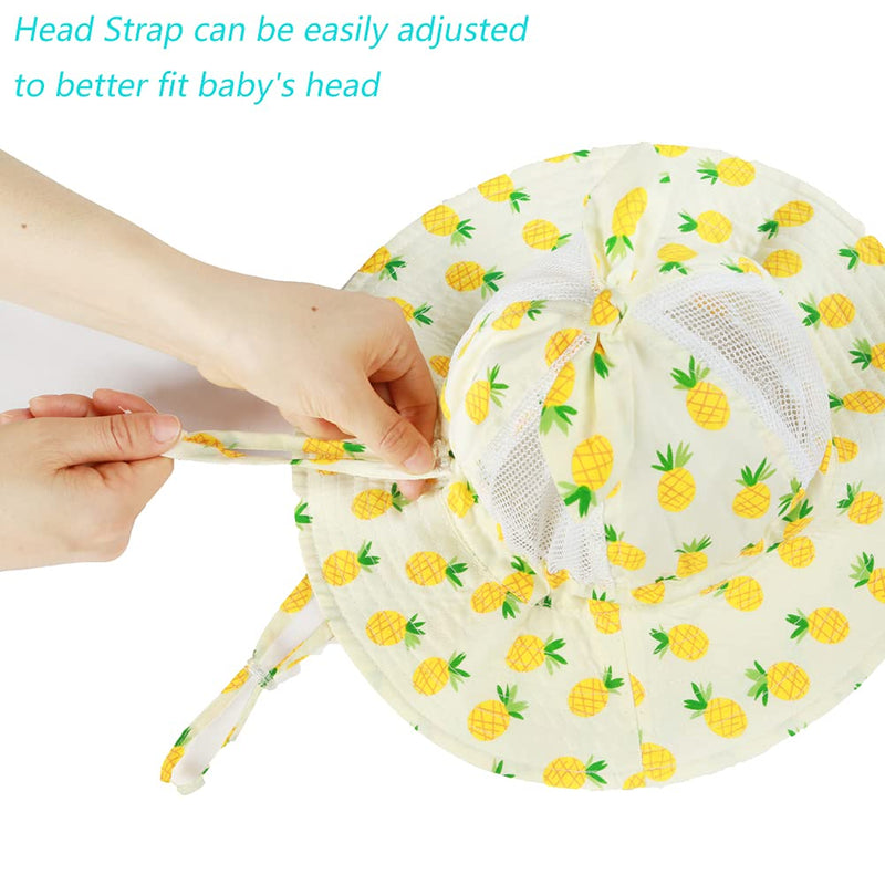 [Australia] - Baby Sun Hat, Toddler Kid Boys Girls Adjustable Mesh Bucket Hat UPF 50+ Sun Protection Wide Brim Beach Cap 6-24 Months 