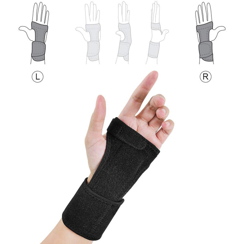 [Australia] - Bracoo Wrist Splint, Breathable Hand Stabilizer Brace for Carpel Tunnel Syndrome, Tendonitis, and Acute Sprains, Supports All Wrist Sizes, Black, WP30, 1 Count One Size - Open Frame 