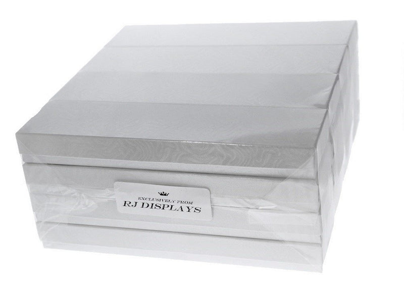 [Australia] - 10 Pack White Swirl Cotton Boxes Jewelry Bracelet, Watches, Necklace and Anklet Gift Displays 8" x 2" x 1" Inch by R J Displays 
