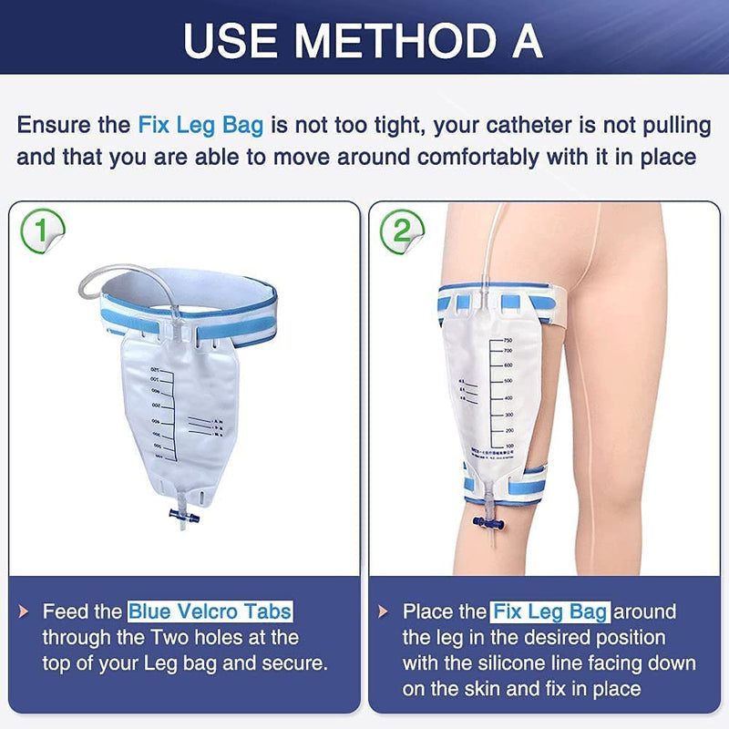 [Australia] - Catheter Leg Bag Holder Foley Catheter Urine Drainage Bag Support Fix Straps with Extra Padded and Soft Elastic Fabric (Pack of 2) 
