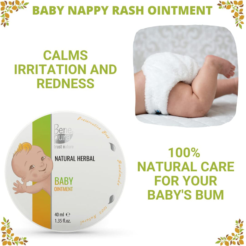 [Australia] - BenePura Nappy Rash Ointment - Baby Nappy Cream - Natural Nappy Rash Cream for Babies with Calendula and Chamomile - Barrier Cream Baby Cream - Calms, Protects and Nourishes - Baby Moisturiser - 40 ml 