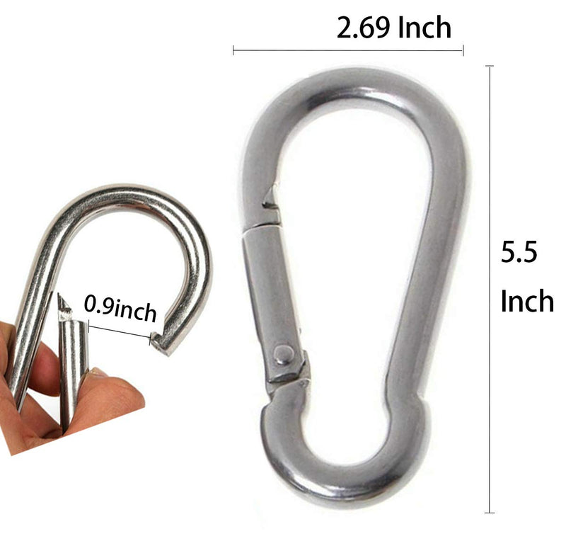 [Australia] - Large Carabiner Clip,5-1/2 Inch Heavy Duty Stainless Steel Spring Snap Hook for Outdoor Living,Gym,Boating,Hammock 