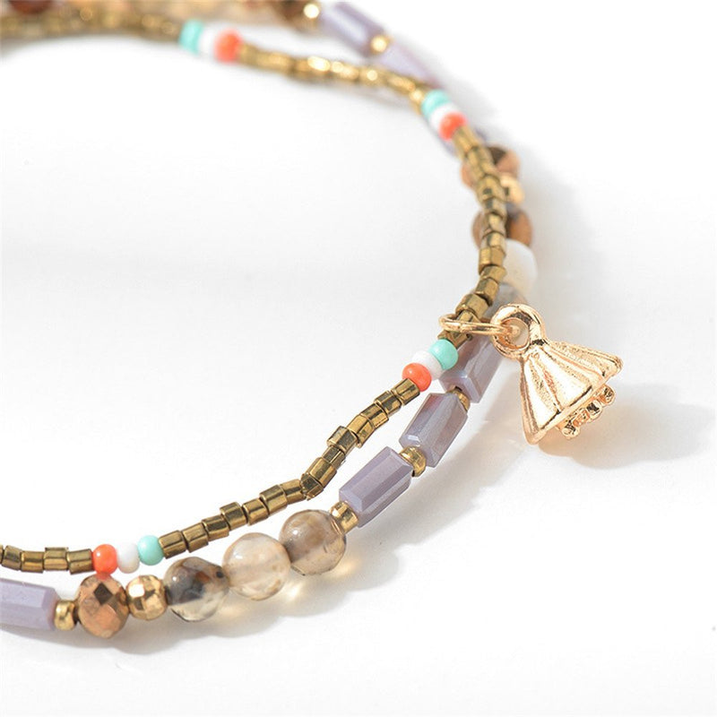 [Australia] - Joya Gift Handmade Adjustable Wrap Bracelet Bohemian String Braided Beads Anklets Gifts for Women Girls Yellow 