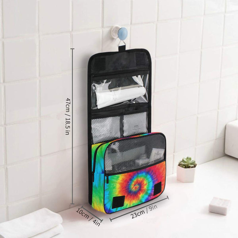 [Australia] - KUWT Hanging Toiletry Bag Abstract Colorful Swirl Tie Dye Cosmetic Travel Bag Portable Makeup Organizer for Cosmetics, Toiletries and Travel Accessories Rainbow 