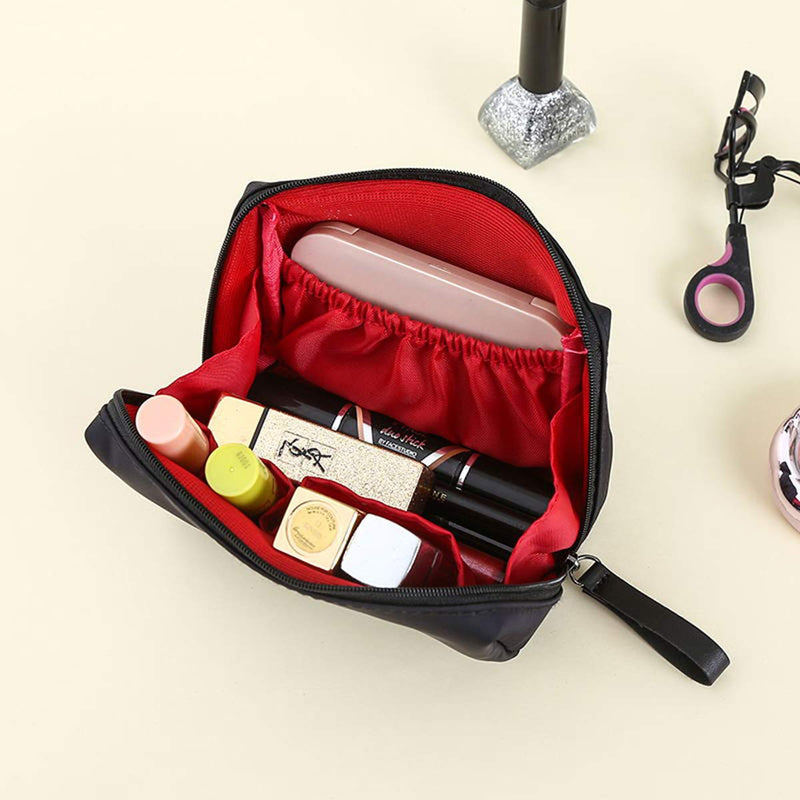 [Australia] - 2 Pcs Black Small Travel Clutch Makeup Cosmetic Bag Set Brush Organizer For Portable Waterproof Handy Cosmetic Storage Pouch Organizer For Women Teens Girls Small (Black+Infrared black) Black+Infrared black 