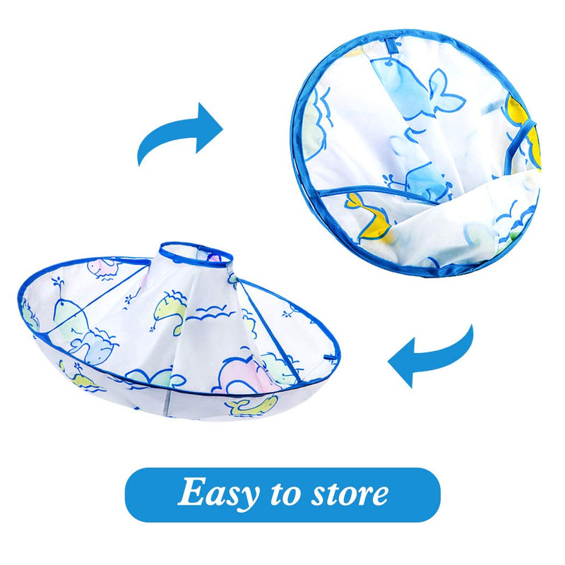 [Australia] - Kids Hair Cutting Cape Umbrella Water-repellent Barber Cape Foldable Hair Catch Haircut Cape Blue Dolphin 