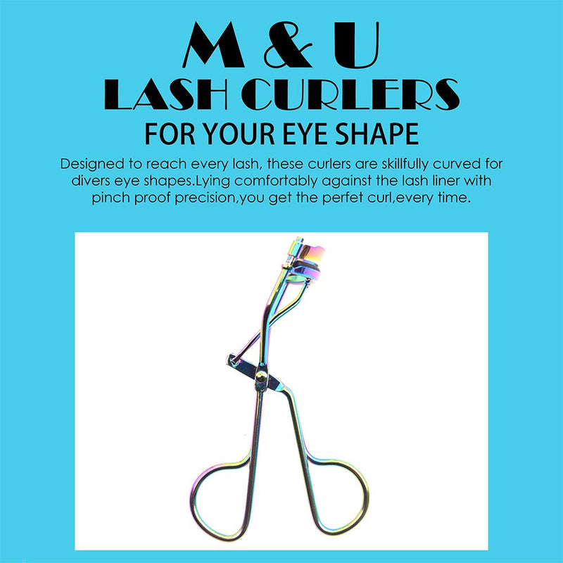 [Australia] - M&U Beauty Classic Professional Iridescent Eyelash Curler With Special Curved Design To Suit All Eye Shapes -Multi 2.5x1.5x4.8 Inch multi 