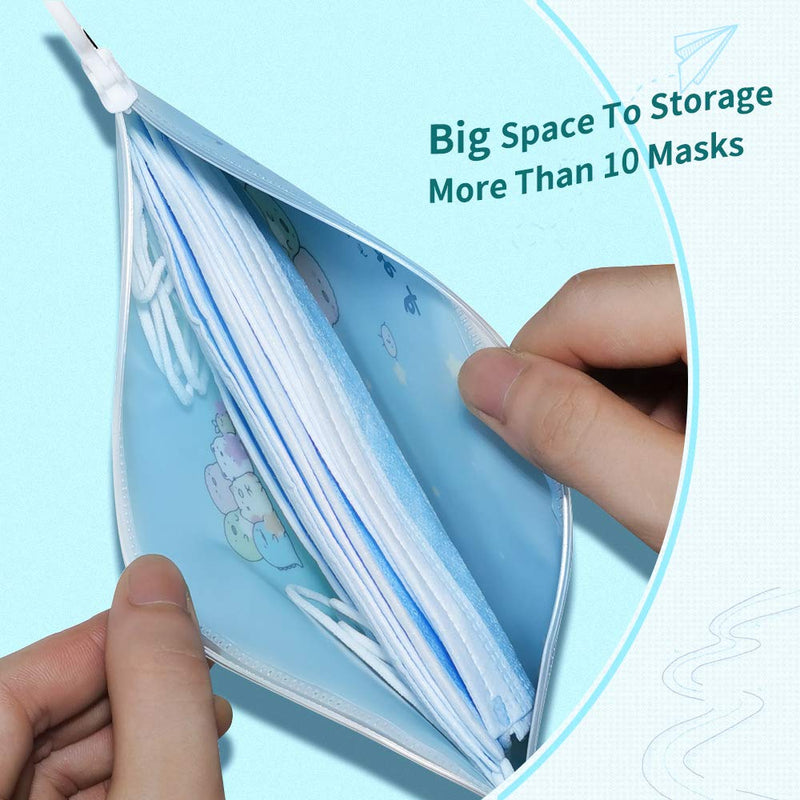 [Australia] - LSxia 4 Packs Face Cover Organizer Case Mask Zipper Storage Bag Cosmetic Container Reusable Portable Masks Keeper Folder Storage Clip Mini Travel Foldable Bags Set of Assorted Colors (Animal 4pcs) B-Animal*4 