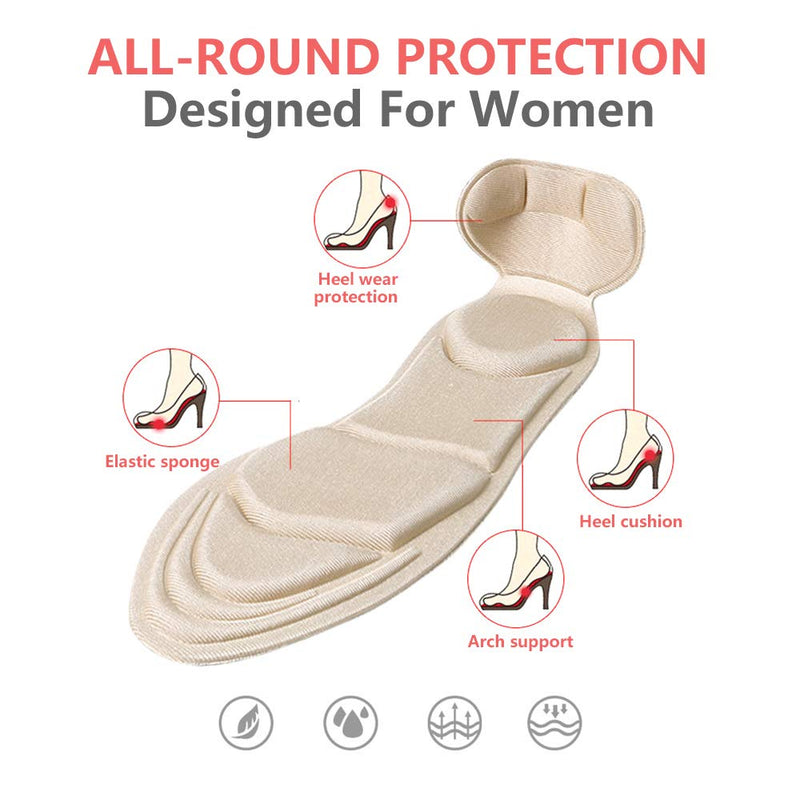 [Australia] - [3 Pairs] Heel Insoles Sponge Shoes Pads with Heel Grips Inserts Heel Cushion Inserts Comfort Shoe Insoles for Loose Shoes Big Shoes, Feet Pain Relief, Women 5-9 Flesh Pointed (Flesh Round) Flesh Round 