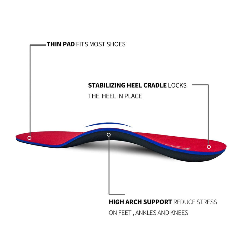 [Australia] - PCSsole Orthotic Arch Support Shoe Inserts Insoles for Flat Feet,Feet Pain,Plantar Fasciitis,Insoles For Men and Women Men6/Women(5.5-6)25cm A125-red 