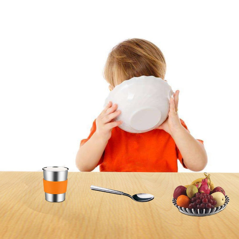 [Australia] - Kids Stainless Steel Cups With Silicone Lids & Sleeves, Kereda 5 Pack 8 oz. Drinking Tumblers Eco-Friendly BPA-Free for Children and Toddlers, Adults 