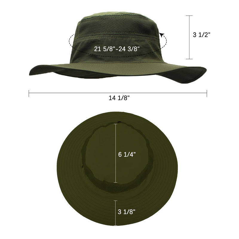 [Australia] - Jane Shine Outdoor Sun Hat Bucket Hats for Women Sun Protection Mesh Cap Quick-Dry UPF 50+ Army Green 