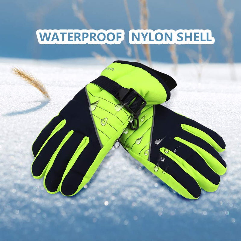 [Australia] - Kids Winter Gloves - Snow & Ski Waterproof Youth Gloves for Boys & Girls - for Cold Weather Outdoor Play of Skiing & Snowboarding - Windproof Thermal Shell & Synthetic Leather Palm 