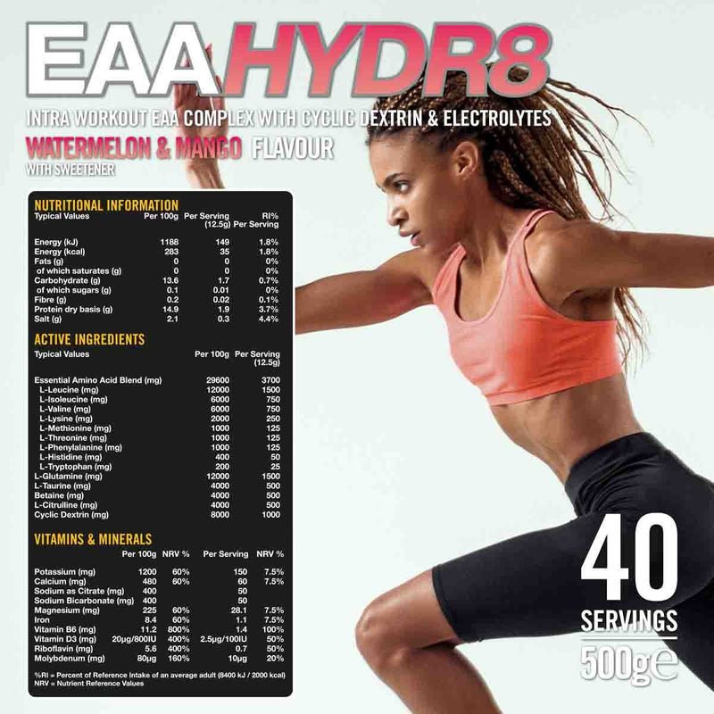 [Australia] - Vow EAA Hydr8 - Essential Amino Acids, Electrolytes, BCAAs, Cyclic Dextrin Intra Workout Drink Informed Sports (Watermelon and Mango) Watermelon and Mango 