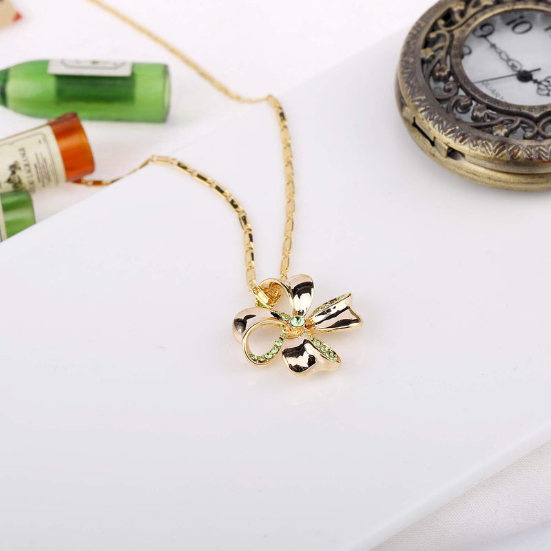 [Australia] - Kruckel Four-Leaf Clover Lucky Clover Champaign Gold Plated Necklace Made with Swarovski Crystals - NGS0070 