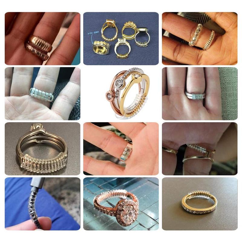 [Australia] - NNIOV Ring Size Adjuster for Loose Rings, General 4Pcs Coil Design, Clear Invisible Ring Reducer Guards, Hold Ring in Place，Fit Women Men Ring, Gift with Silver Polishing Cloth, Comfortable Reusable 