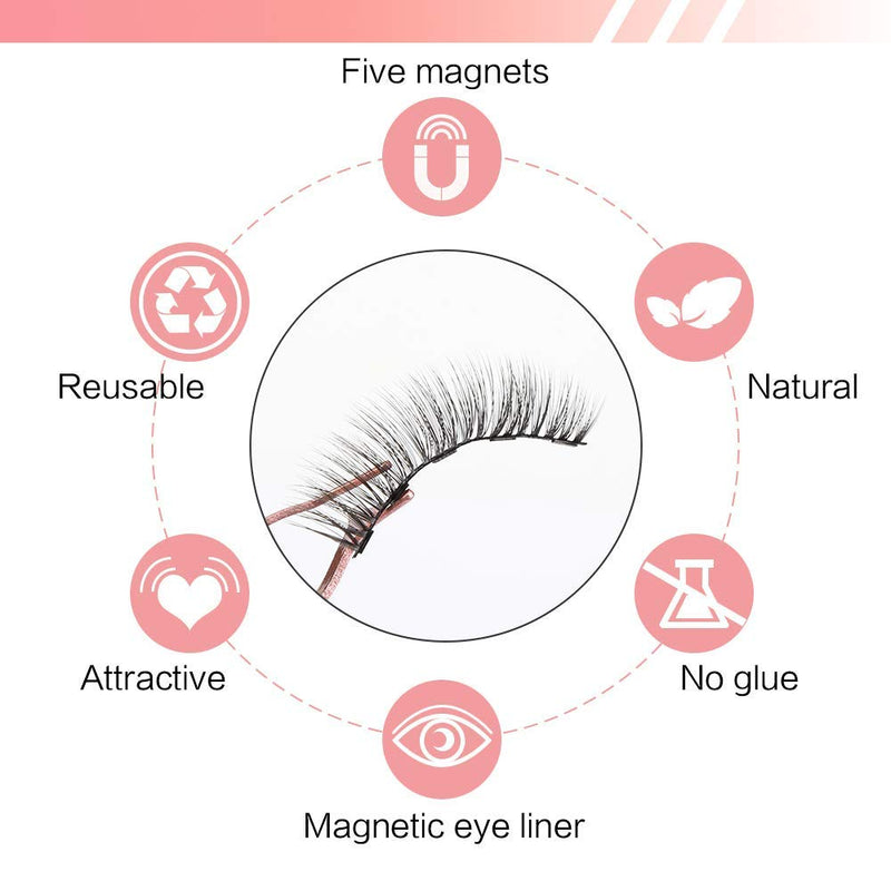 [Australia] - Magnetic Eyelashes with Eyeliner, InBrave 6D Reusable Magnetic False Lashes and Liner Natural Look with Applicator - No Glue Needed (5 Pairs) 55 