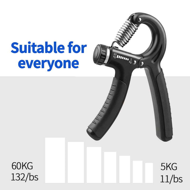 [Australia] - Alfresco Fitness Hand Grip Strengthener, 5-60 kg Adjustable Resistance, for Muscle Building, Finger Training and Forearm Exercising 