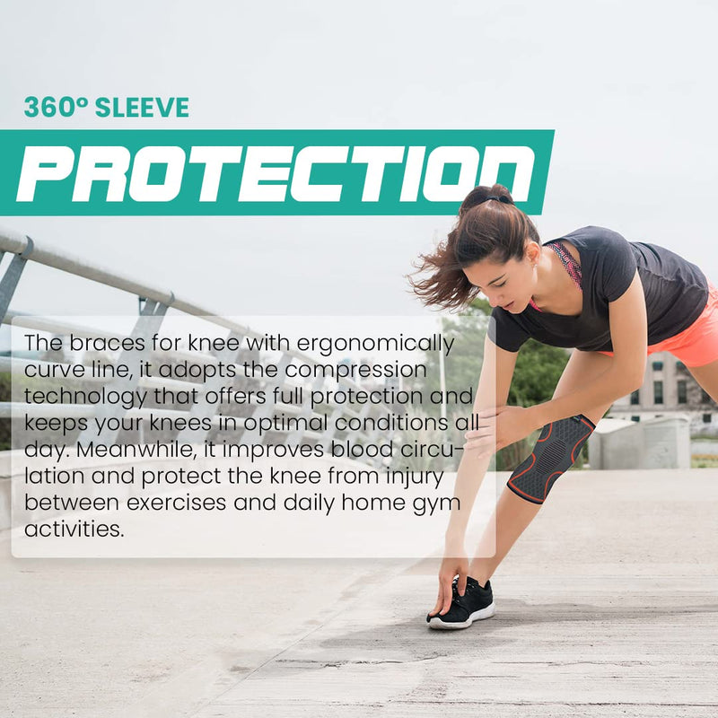[Australia] - MODVEL 2 Pack Knee Brace | Knee Compression Sleeve for Men & Women | Knee Support for Running | Medical Grade Knee Pads for Meniscus Tear, ACL, Arthritis, Joint Pain Relief. Small A Orange 