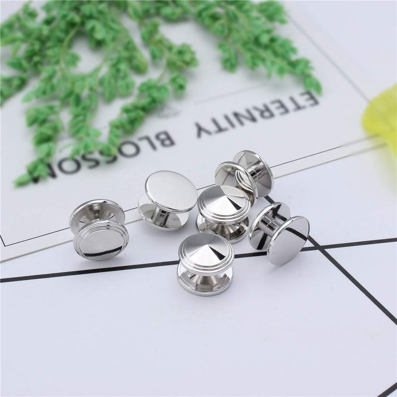 [Australia] - AMITER Cufflink and Studs Tuxedo Set for Men Shirt - Silver Color Two Cufflinks and Six Shirt Studs with a Luxury Box 