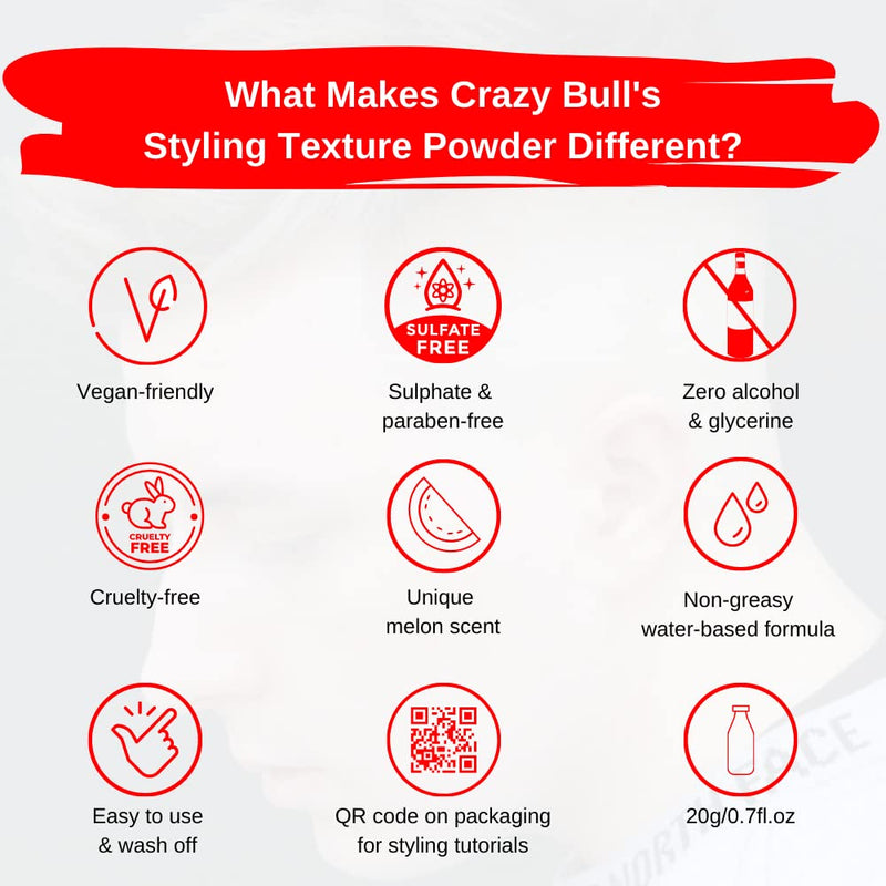 [Australia] - Crazy Bull Hair Powder Space Dust - Volumizing, Texturizing Hair Styling Powder for Men - Styler for Texture, Volume, & Natural, Matte Look- Flexible, Strong Hold, No Residue - Cruelty-Free & Vegan 