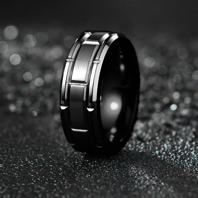 [Australia] - 8 mm Wide Black Band Ring for Men Women Titanium Stainless Steel Polished Surface Black 8mm 6 