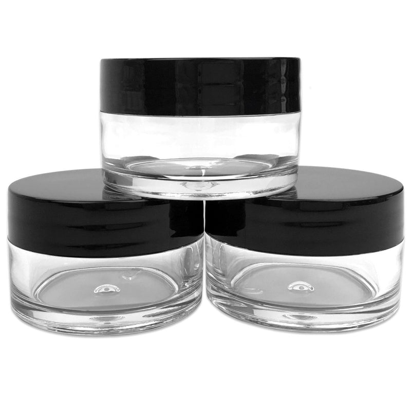 [Australia] - Beauticom 12 Piece 20g/20ml USA Acrylic Round Clear Jars with Lids for Lip Balms, Creams, Make Up, Cosmetics, Samples, Ointments and other Beauty Products (Black Lid (Flat Top)) 12 Count Black 